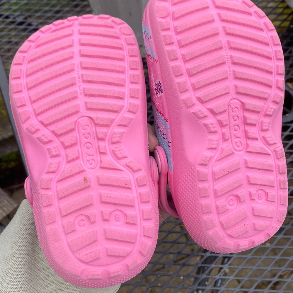 New CROCS toddler girl Pink Faux-Fur Lined Clogs 8 - Picture 3 of 6